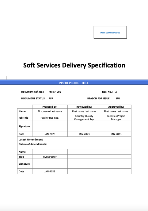 Soft Services Cleaning Contract Specifications