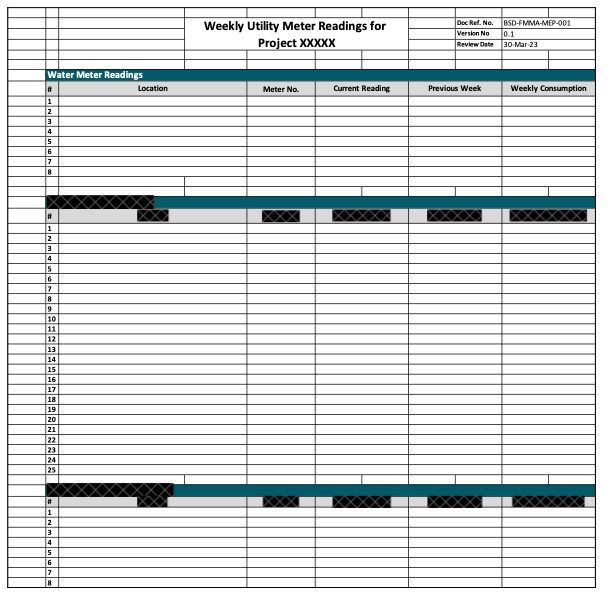 Utility Meter Reading Template