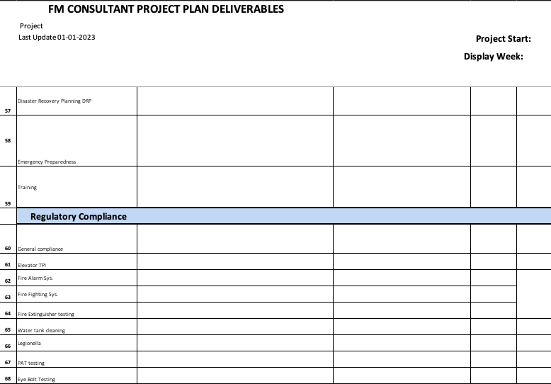 Typical Managing Agent Project Plan Deliverables