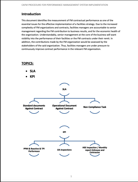 Facility Management Contract Performance Management Procedures For CAFM System (PMS)