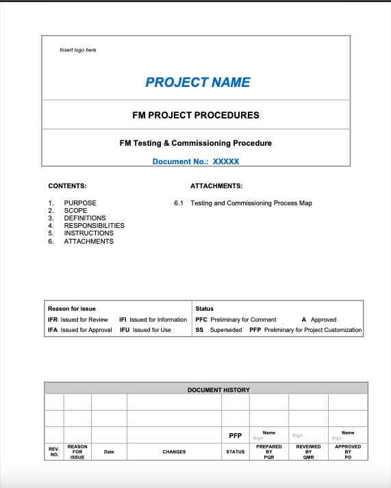 Facility Management Project Testing  Commissioning Procedure