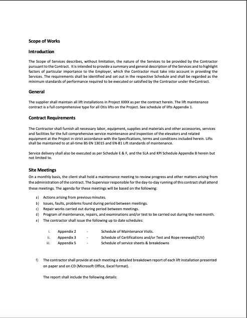 Vertical Transport AMC Scope and KPI